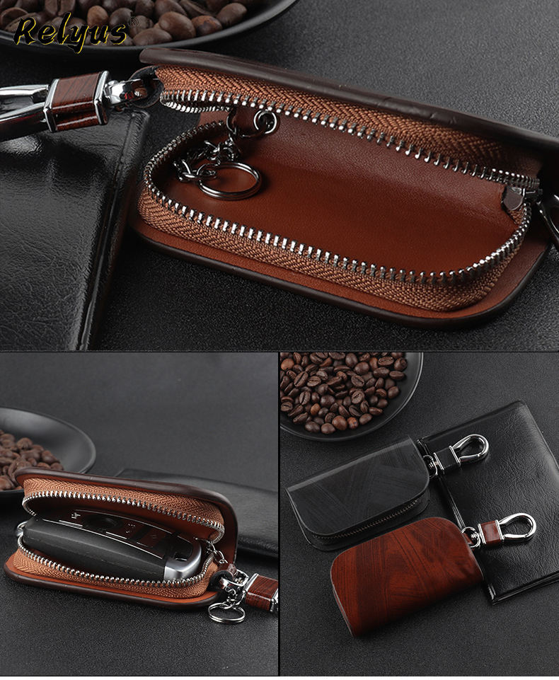 Custom Logo Leather Car Key Case Cover Protector Shell Bag Key Fob Holder - Guangzhou Yanjin Electro